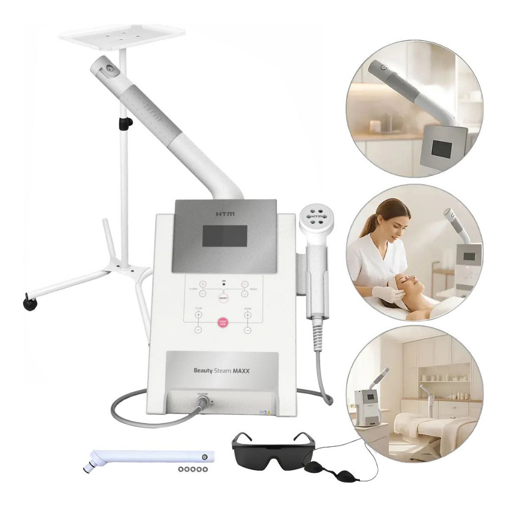 Beauty Steam Maxx Vapor Ozônio Aromaterapia Cromoterapia + Mesa Carrinho Auxiliar- HTM