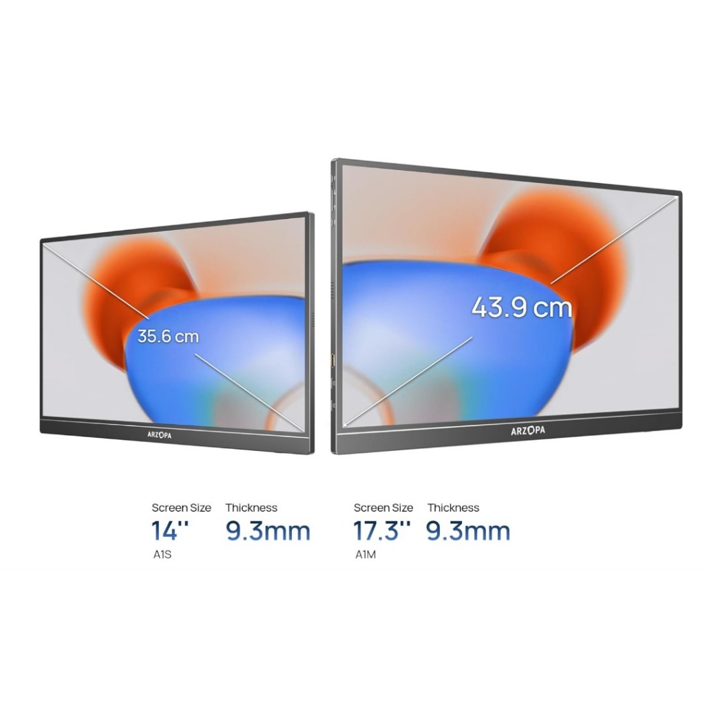 ARZOPA Monitor portátil de 17,0 e 16,0 , monitor  jogos IPS 1080P FHD 103% sRGB Monitor para laptop com suporte embutido