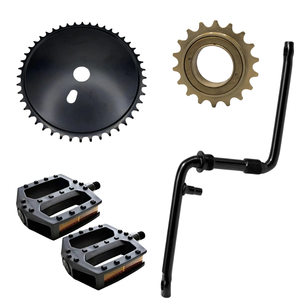 Kit Pedivela Monobloco 165mm Coroa 40 Dentes Pedal de Nylon Catraca 20 Dentes