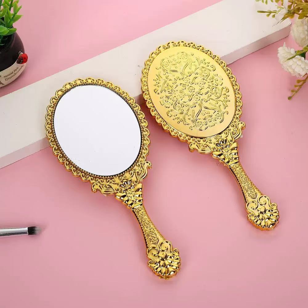 Kit Com 6/12/24 Peças Espelhos De Mão Princesas Dobrável Dourado Para Maquiagem, Lembranças De Festa