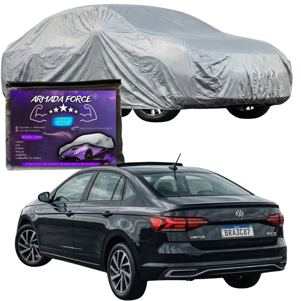 Capa Para Cobrir Carro Sedan Volkswagen Virtus 100% Impermeável Sem Forro Proteção UV Sol e Chuva em Oferta na Shopee