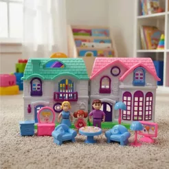 Conjunto Brinquedos Casa de Bonecas Vila Colorida Móveis Brinquedos Casinha Tipo Casa Mágica da Gaby