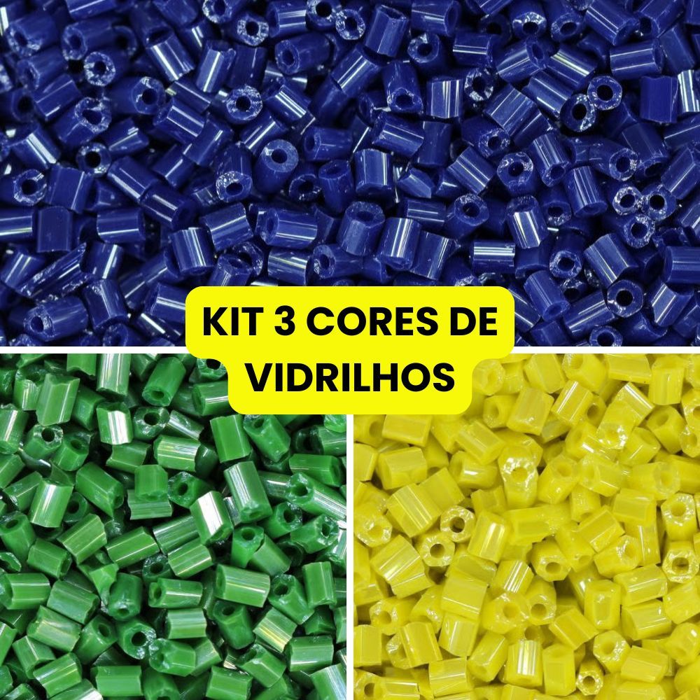 KIT 3 VIDRILHOS (2,6MM) LEITOSOS BRASIL - COPA DO MUNDO PARA BORDADOS DE CAMISETAS - 150Gr, APROXIMADAMENTE 12.000 PEÇAS