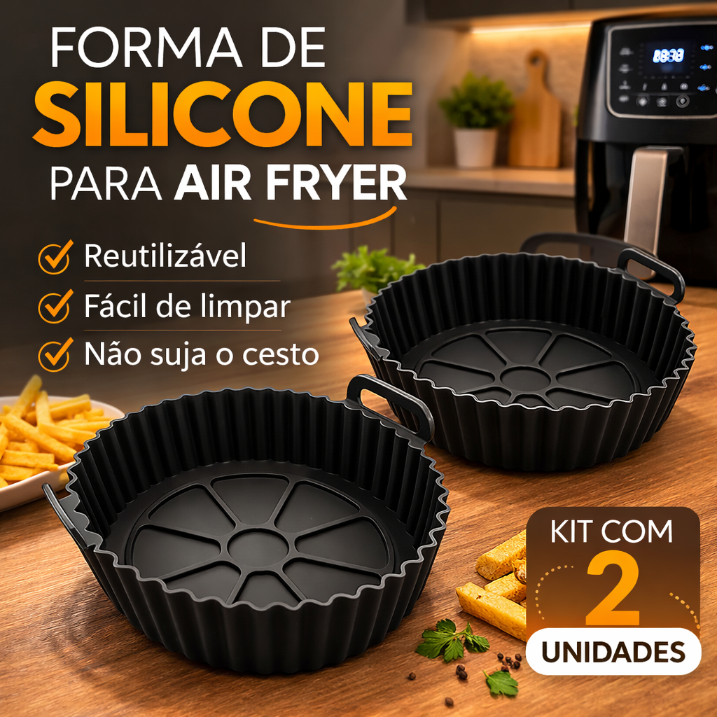 Forma De Silicone Air Fryer Forno Microondas Fritadeira Assadeira Reutilizável Antiaderente