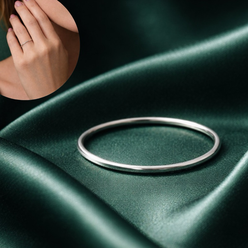 Anel Feminino Estilo Aliança Fina Liso em Prata 925 Legítima Minimalista