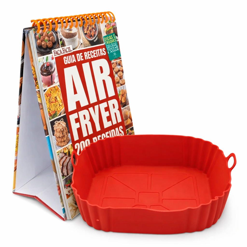 Super Combo Air Fryer Livro com 200 Receitas + Forma De Silicone