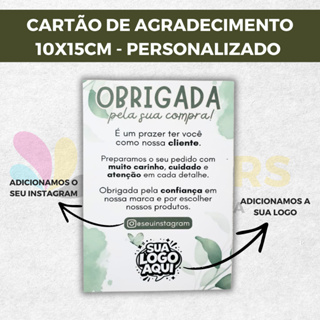 Cartão de Agradecimento Personalizado - 10x15cm em Oferta na Shopee