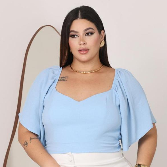BLUSA FEMININA PLUS SIZE CROPPED em Oferta na Shopee