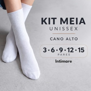 Kit Meia Cano Longo Masculino e Feminino em Oferta na Shopee