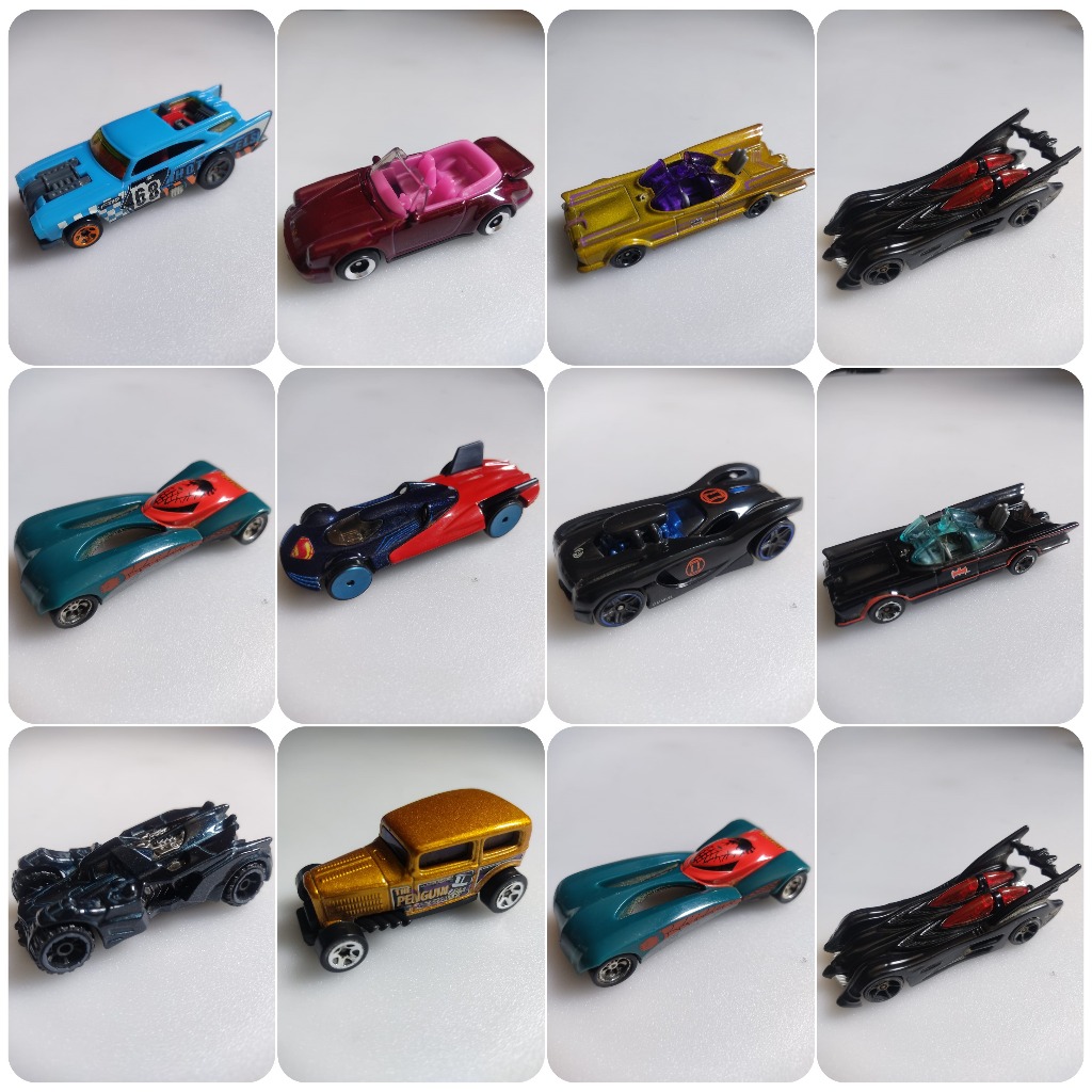 Coleção de Hotwheels 1:64 Mainline Loose antigos - DC Comics e outros Raros