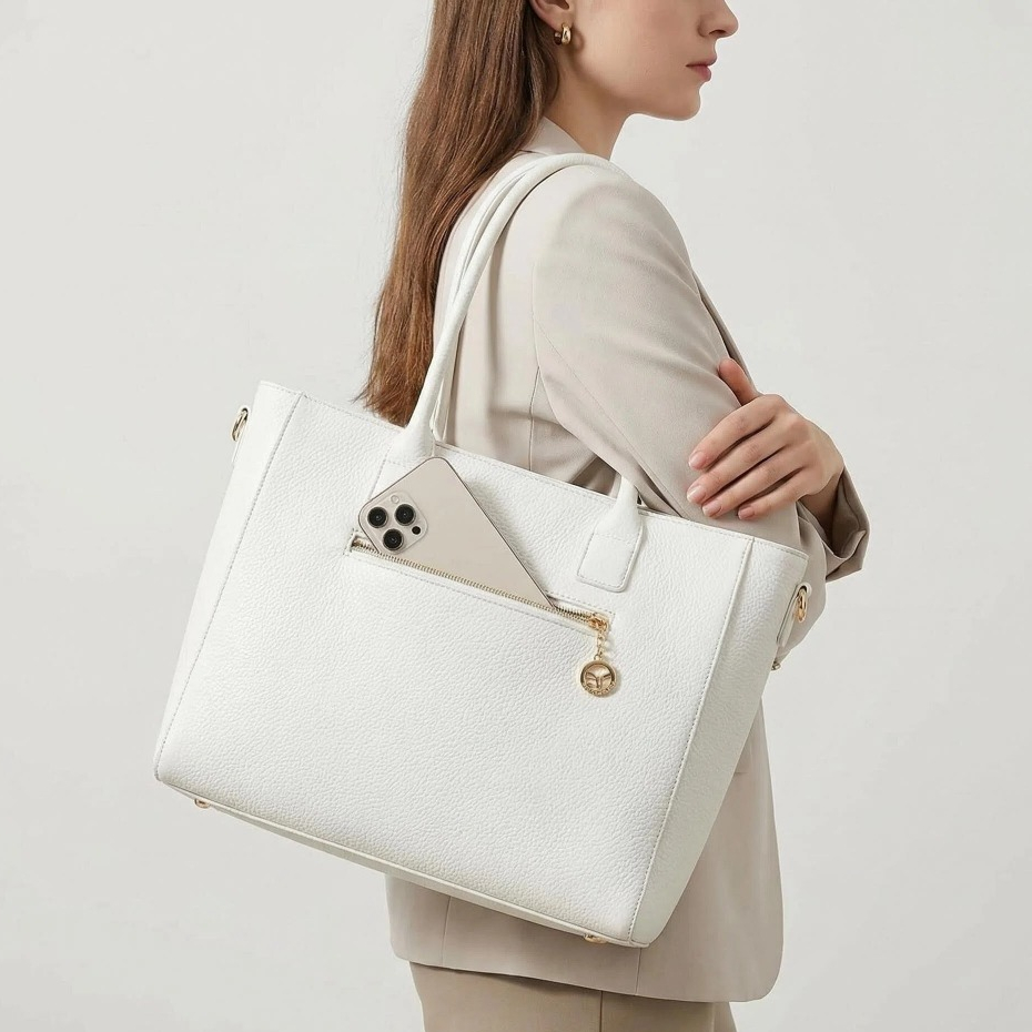 Bolsa Feminina L0021 Premium Estruturada Grande de Mão e Transversal Couro Sintético Luxo Espaçosa em Oferta na Shopee