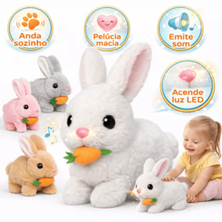 Bichinho Brinquedo De Pelúcia Coelho Coelhinho Elétrico Infantil Para Caminhar e Pular Páscoa em Oferta na Shopee