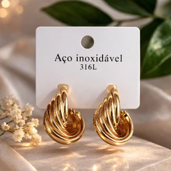 Brinco Elegance Aço Inoxidável 316L | Dourado