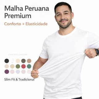 Camisetas masculina básicas malha peruana com elastano novas cores slim fit e tradicional premium.