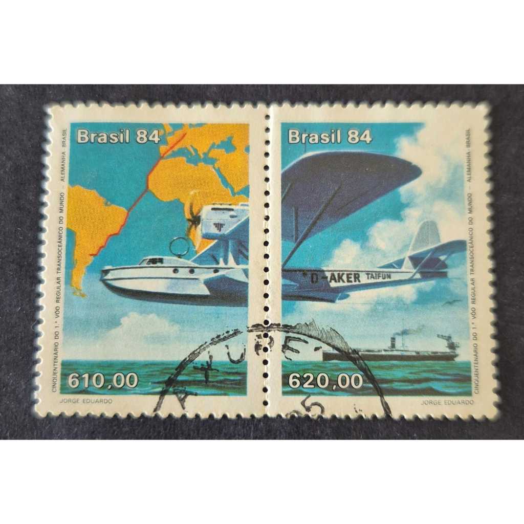 Selo dos correios - Cinquentenário do 1º voo regular, selo usado - C1399 e C1400. Filatelia