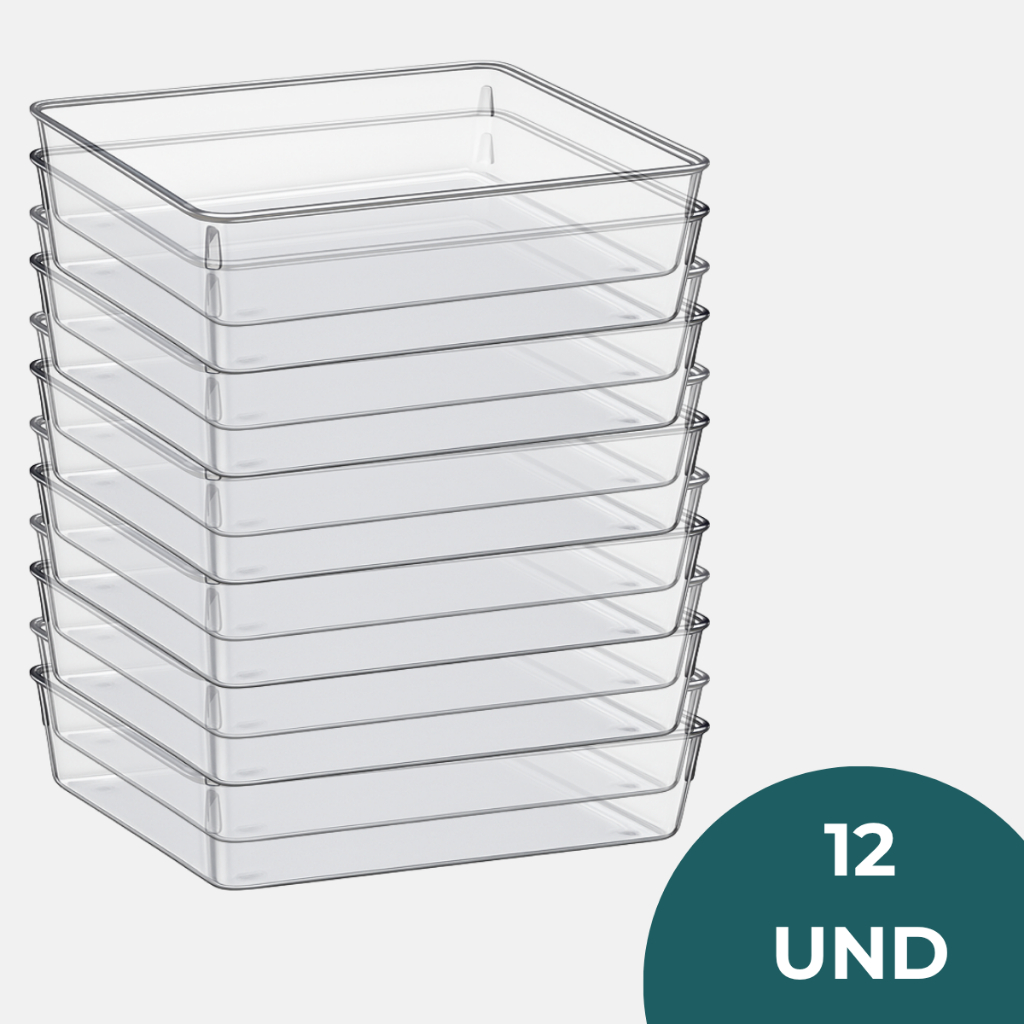 Kit 12 Organizadores Acrílico Multiuso Transparente Extra Grande – Organização Total - Vidro&Decor em Oferta na Shopee