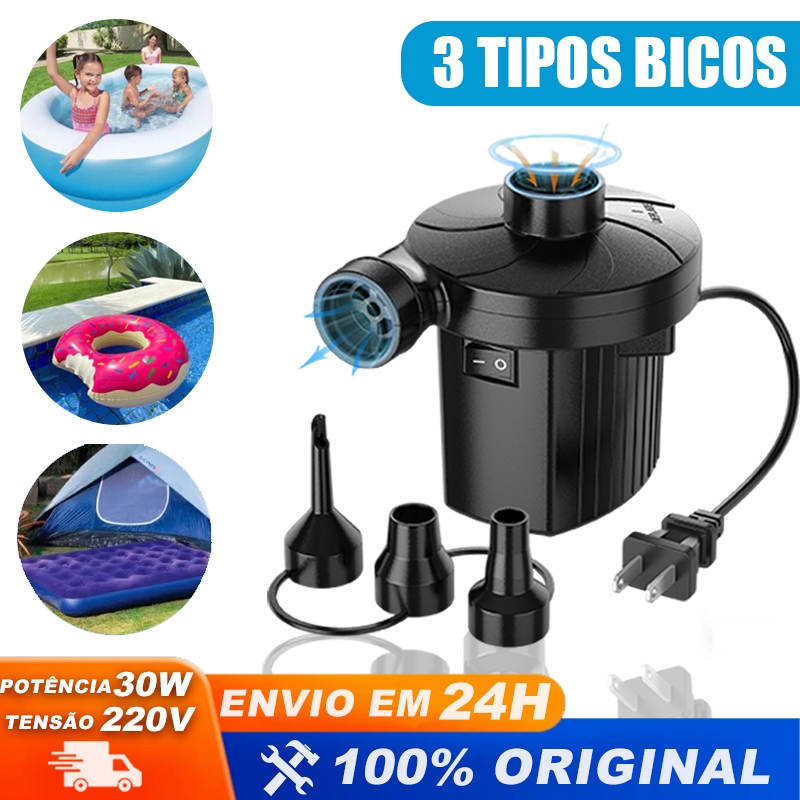 Bomba Elétrica Pneumática Para Secar E Encher Colchão Boias Piscinas Infláveis Portátil Esvaziar E Inflar,3 tipos bicos