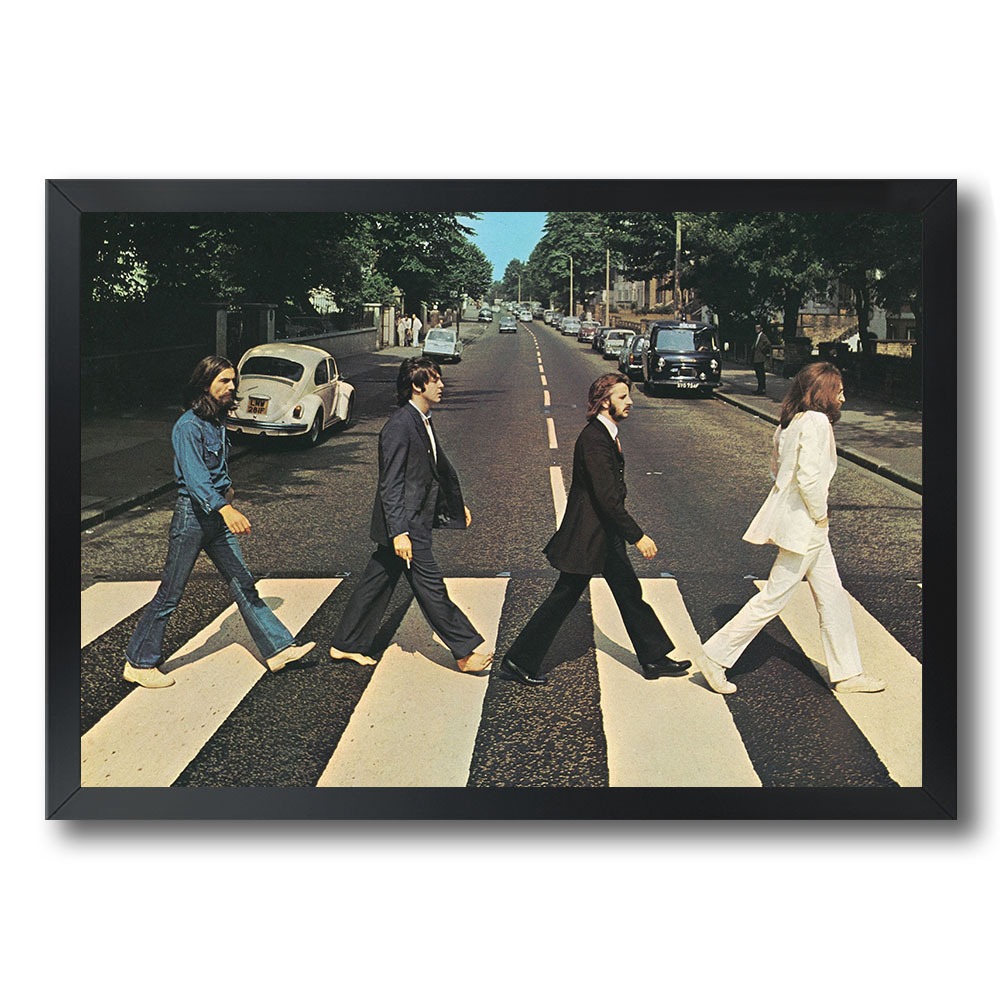Quadro com Moldura Beatles Lennon Paul McCartney Pôster Decorativo Premium