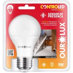 Lâmpada Led 9w Sensor Presença E27 Fotocél Controled Ourolux