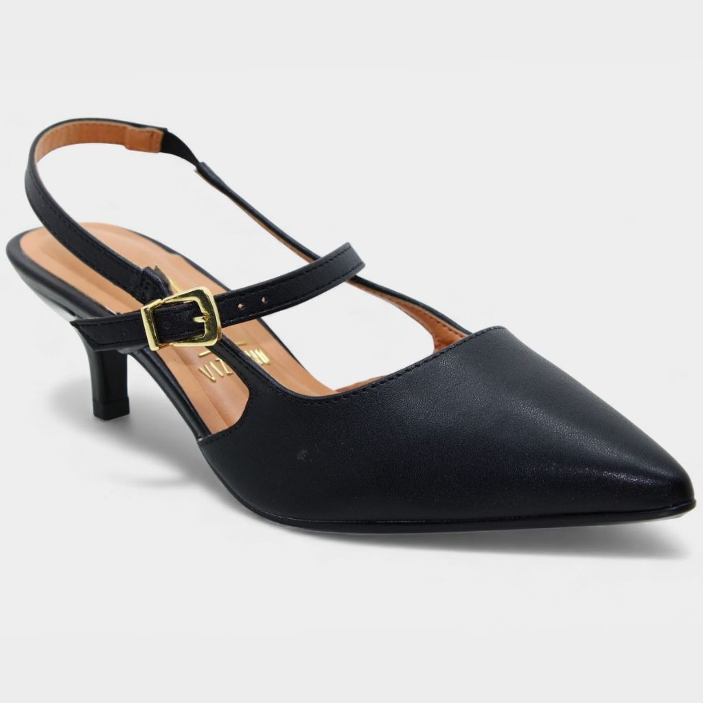 Scarpin Vizzano Slingback Bico Fino Tiras Salto Baixo em Oferta na Shopee