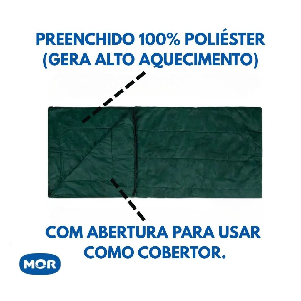 Saco De Dormir Solteiro Mor Proteção Térmica Para Temperaturas De Até 4°c Profissional Com Ziper