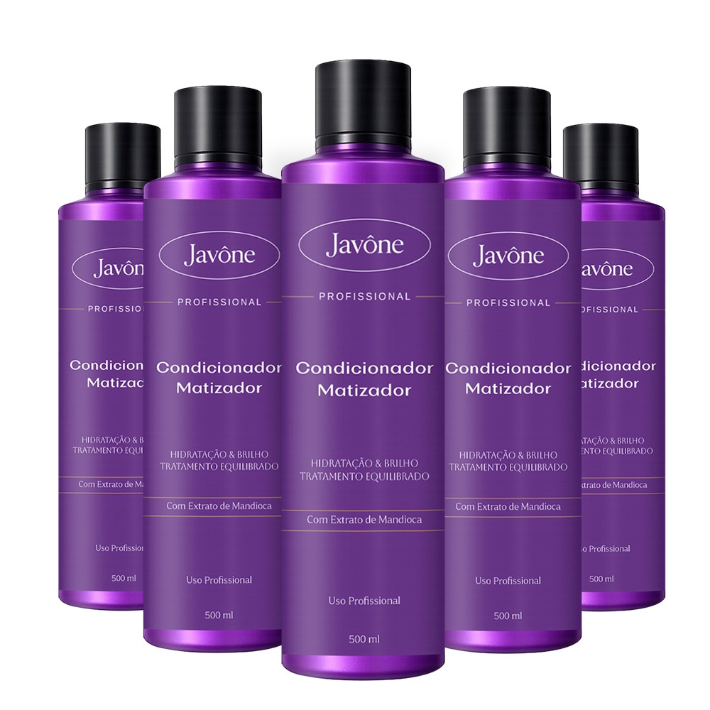 kit 5 Condicionador Matizador Roxo Javône 500ml Profissional | Hidratação, Brilho e Neutralização do Amarelado