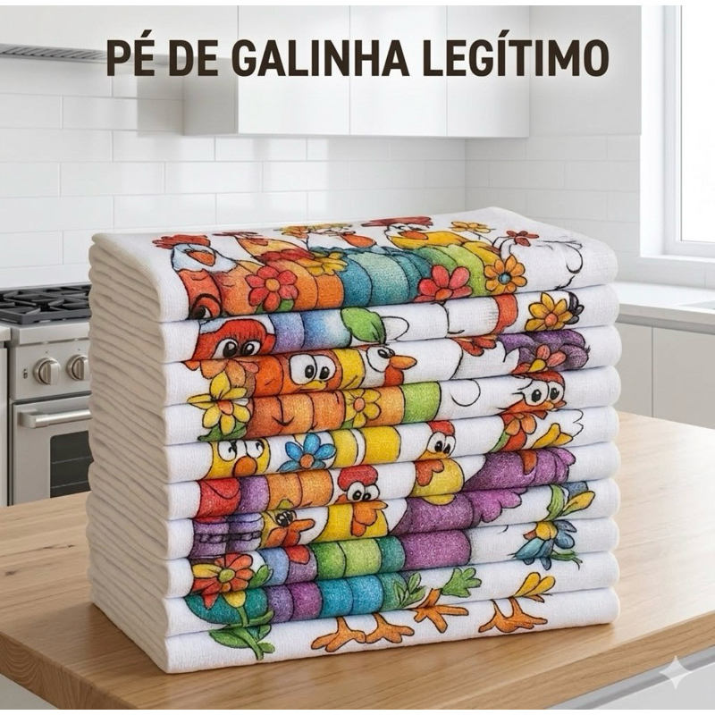 Kit Até 10 Panos De Prato Pé De Galinha Legítimo 100% Algodão Estampado
