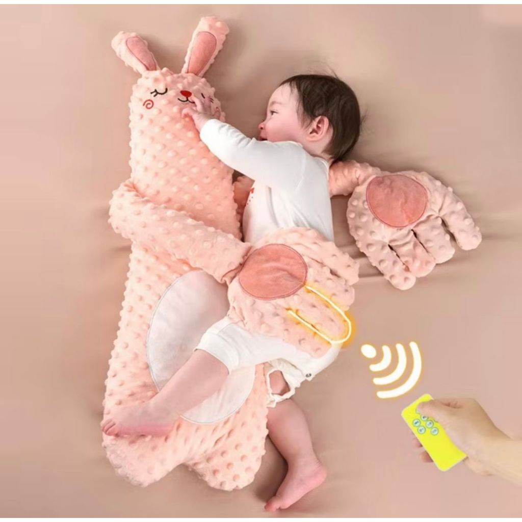Boneco Almofada de Massagem Calmante para Bebê - Térmica, Patting & Música c/ Controle Remoto - Sono Tranquilo e Seguro