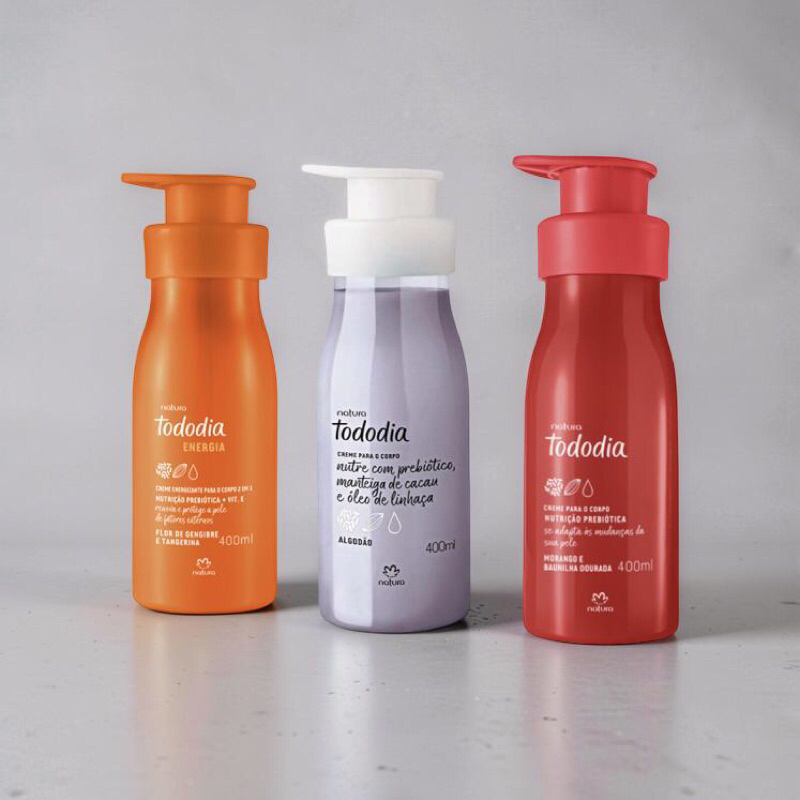 kit com 3 Hidratantes Corporais Natura Tododia 400ml.
