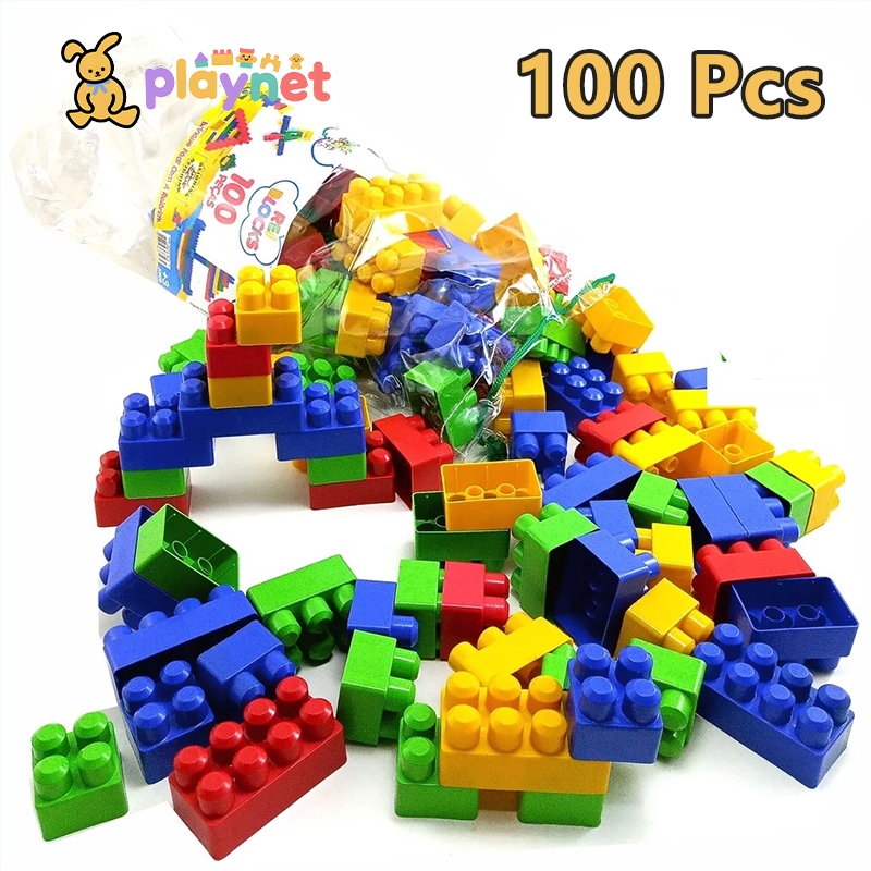 BLOCOS DE MONTAR 100 PEÇAS COM CAMINHÃOZINHO CRIANÇA MENINO MENINA