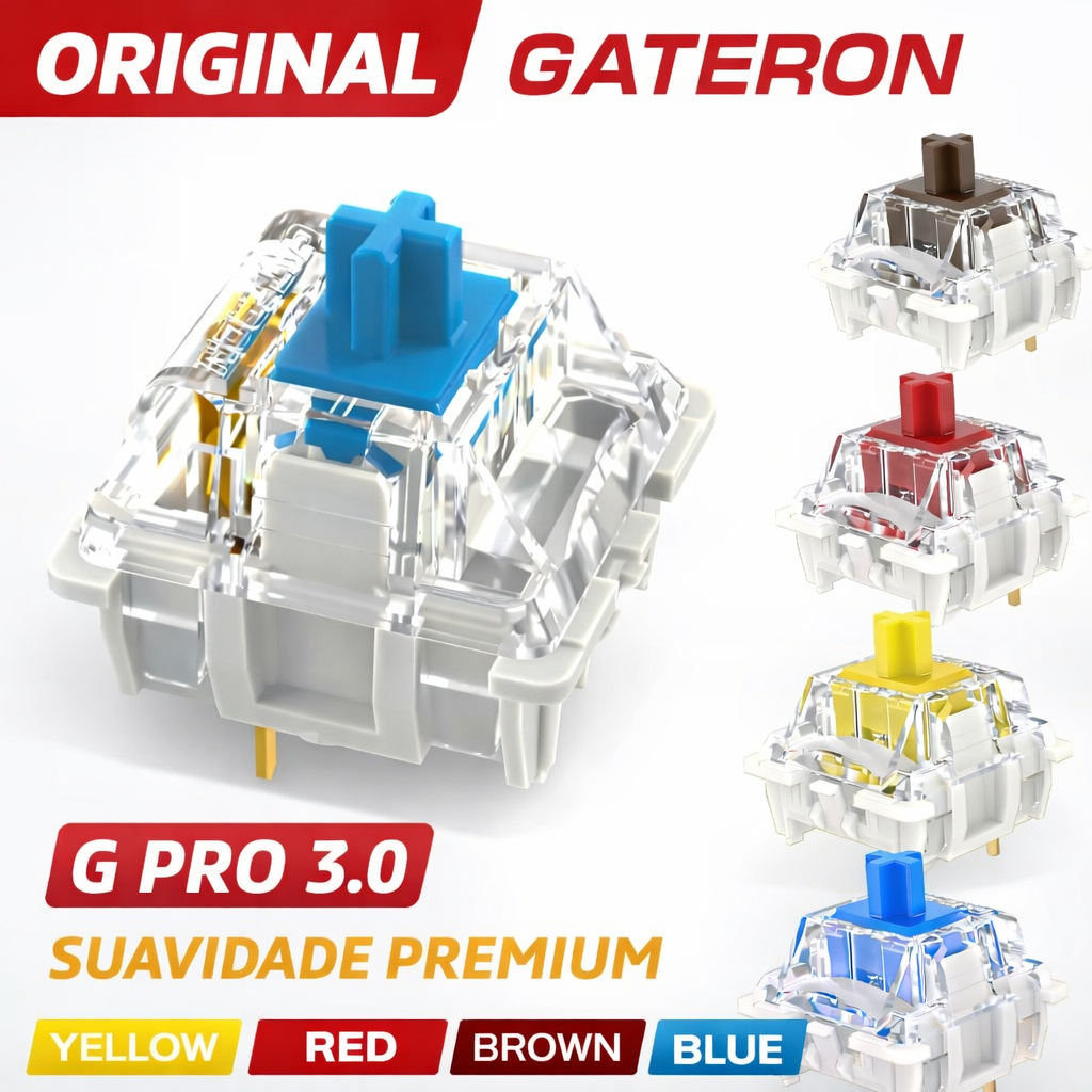 Switch Gateron G Pro 3.0 Original Yellow Red Brown Blue Teclado Mecânico MX Premium
