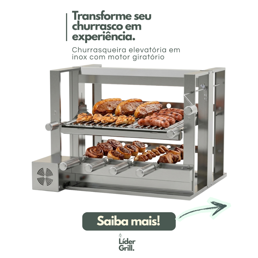 Churrasqueira Elevatória Grill Gourmet Inox Espetos Churrasco Parrilla Argentina