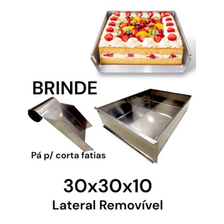 Forma quadrada bolo festival de fatia 30x30x10 lateral removível uso profissional em Oferta na Shopee