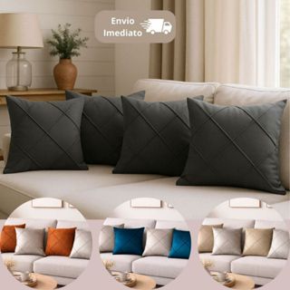 Kit 4 Almofadas Cheias em Suede Drapeada 45x45cm Decorativas em Oferta na Shopee