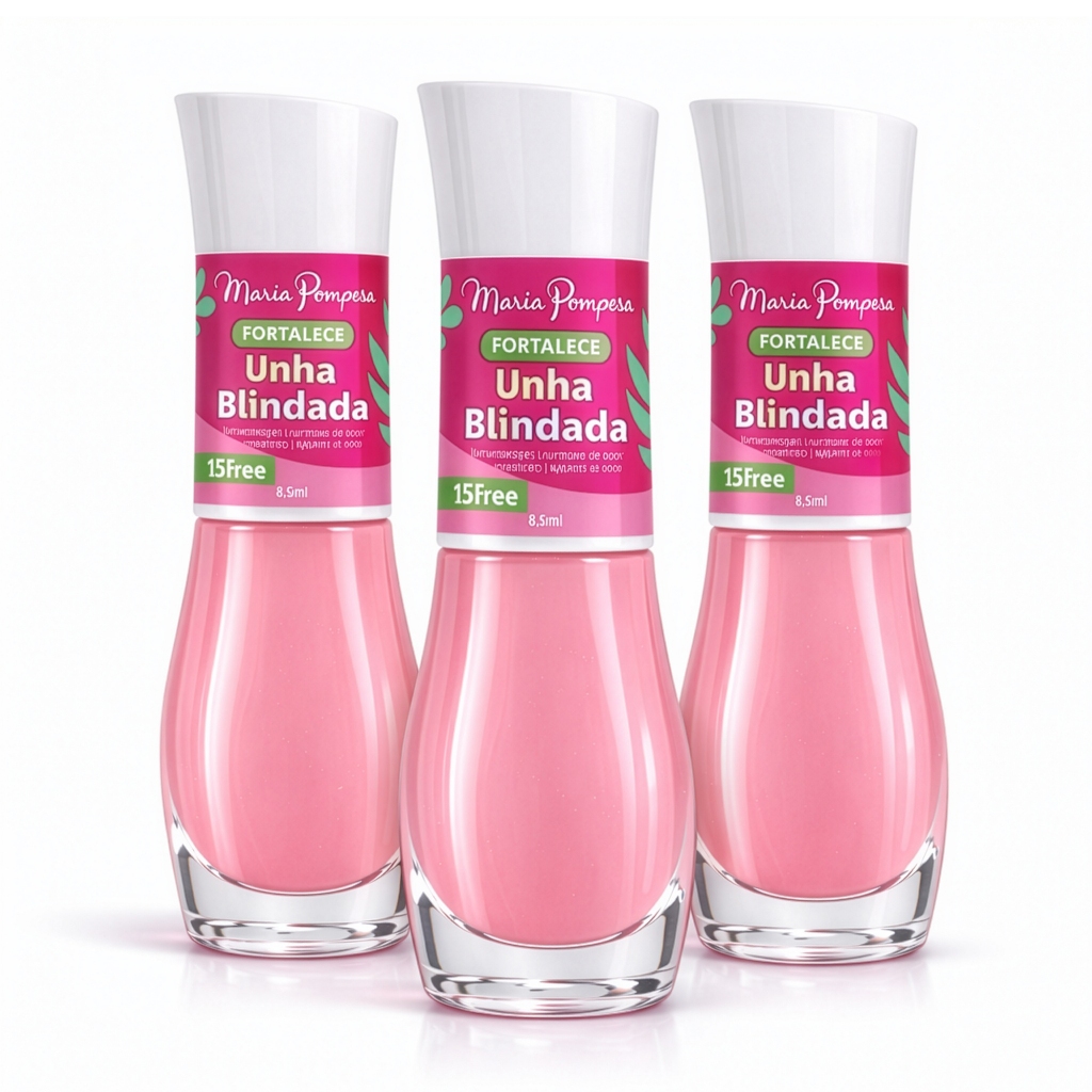 Esmalte Fortalecedor Unha Blindada Maria Pomposa Proteção Unhas Fracas Brilho Natural