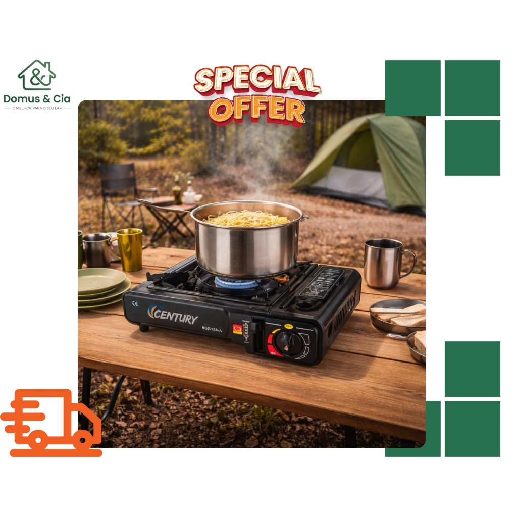 Fogareiro A Gás Portátil Camping + Profissional Com Maleta Premium Oferta Flash
