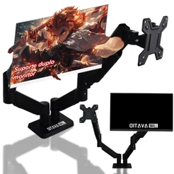 Suporte Duplo de Monitor Braço Articulado 10KG Max Rotação de 180° Altura até 400MM Com Braçadeira