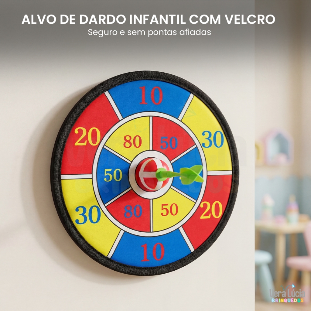 Alvo de Dardo Infantil com Velcro Brinquedo Educativo Coordenação Motora Seguro