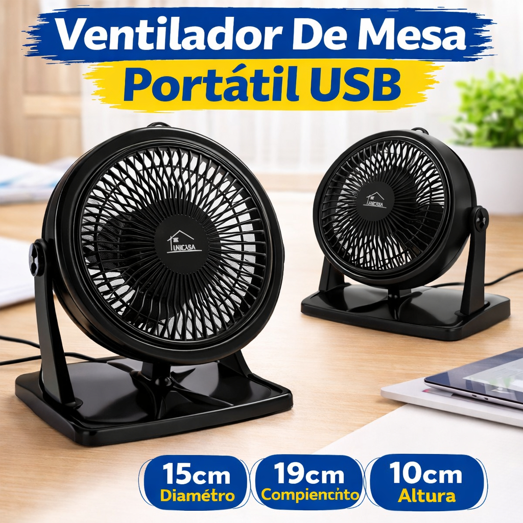 Ventilador Portátil Silencioso USB Compacto Mesa Recarregável Silencioso Reserve