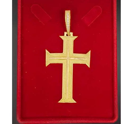 Pingente Medalha Moeda Antiga Cruz Crucifixo Cor Identica Ouro Acabamento Premium