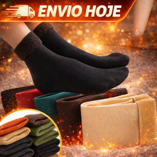 Meia Térmica Super Quente Peluciada Flanelada Inverno Frio Forrada Grossa Neve em Oferta na Shopee