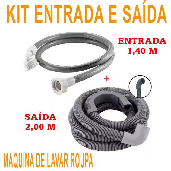 Kit Mangueira Maquina de Lavar Roupa, mangueira de entrada e saída de maquina, Brastemp, Samsung