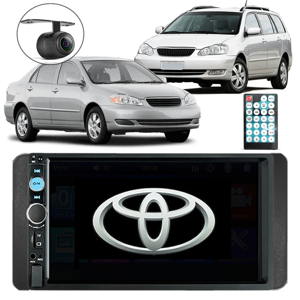 Kit Multimídia Mp5 7pol Corolla 2003 2004 2005 2006 2007 Moldura Camera de Ré Brinde !