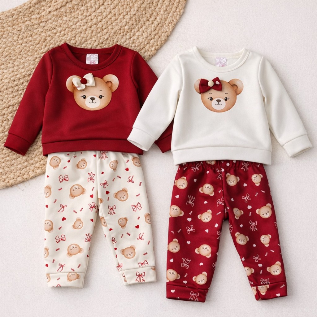 Conjunto Bebê Feminino Soft Plush Inverno Roupa Infantil Menina | P M G