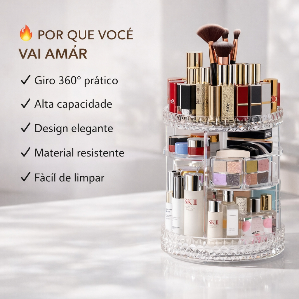 Organizador De Cosmético Maquiagem Acrílico Giratório 360º — imagem 2 de 2