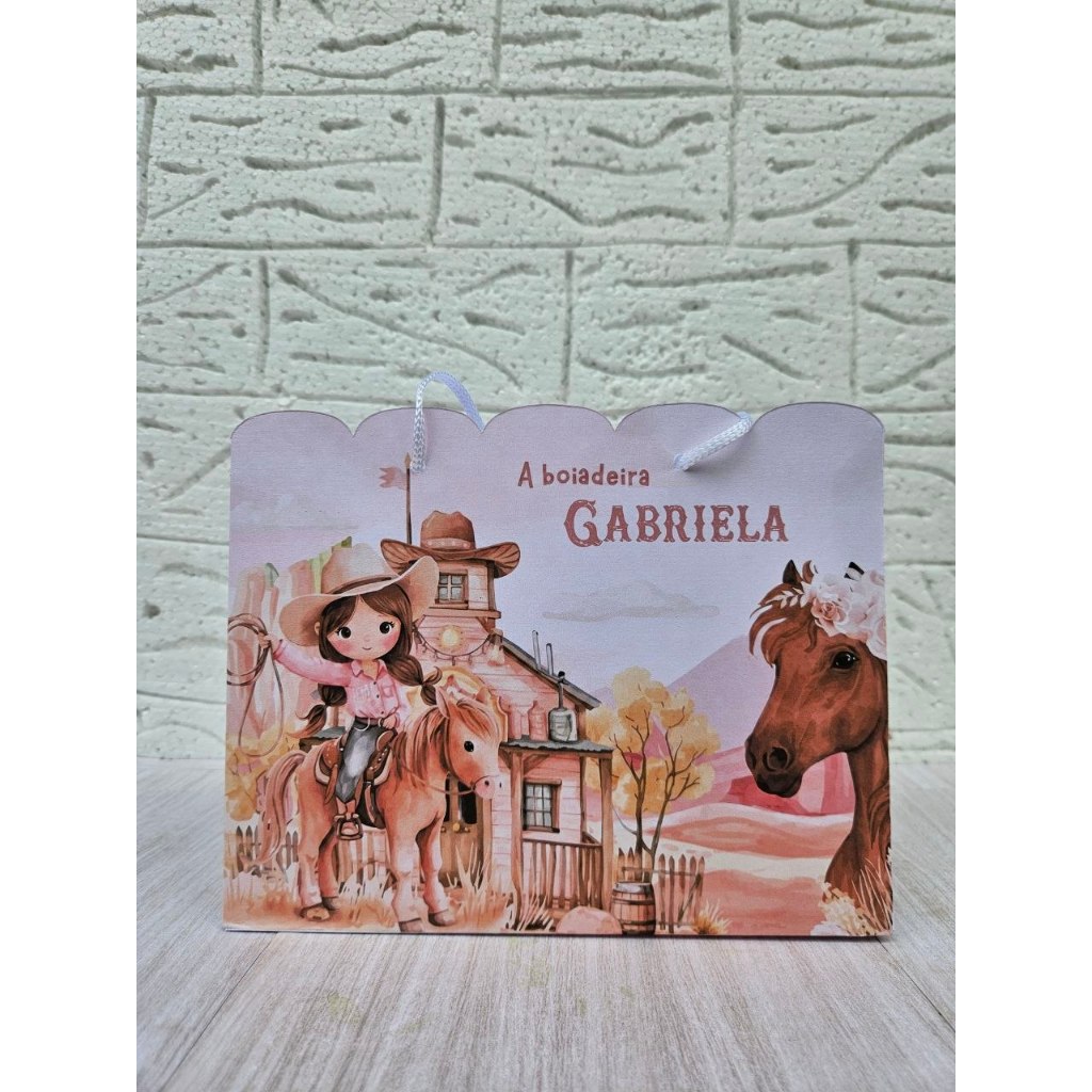 SACOLA PERSONALIZADA-PEGUE E MONTE COM ALÇA-BOIADEIRA-COWGIRL-FESTA-ANIVERSÁRIO-LEMBRANCINHA
