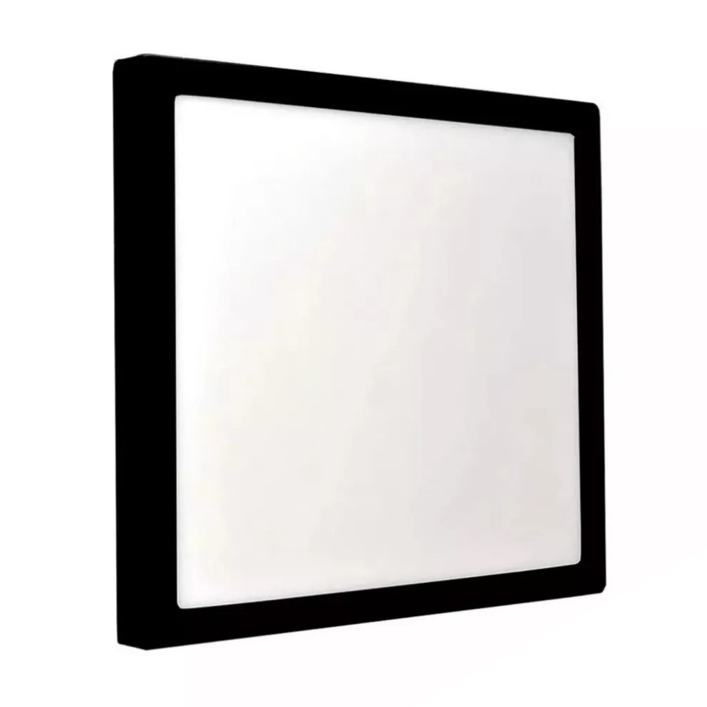 Painel Sobrepor Preto 18W Led Quadrado Grande Luz Branco Frio