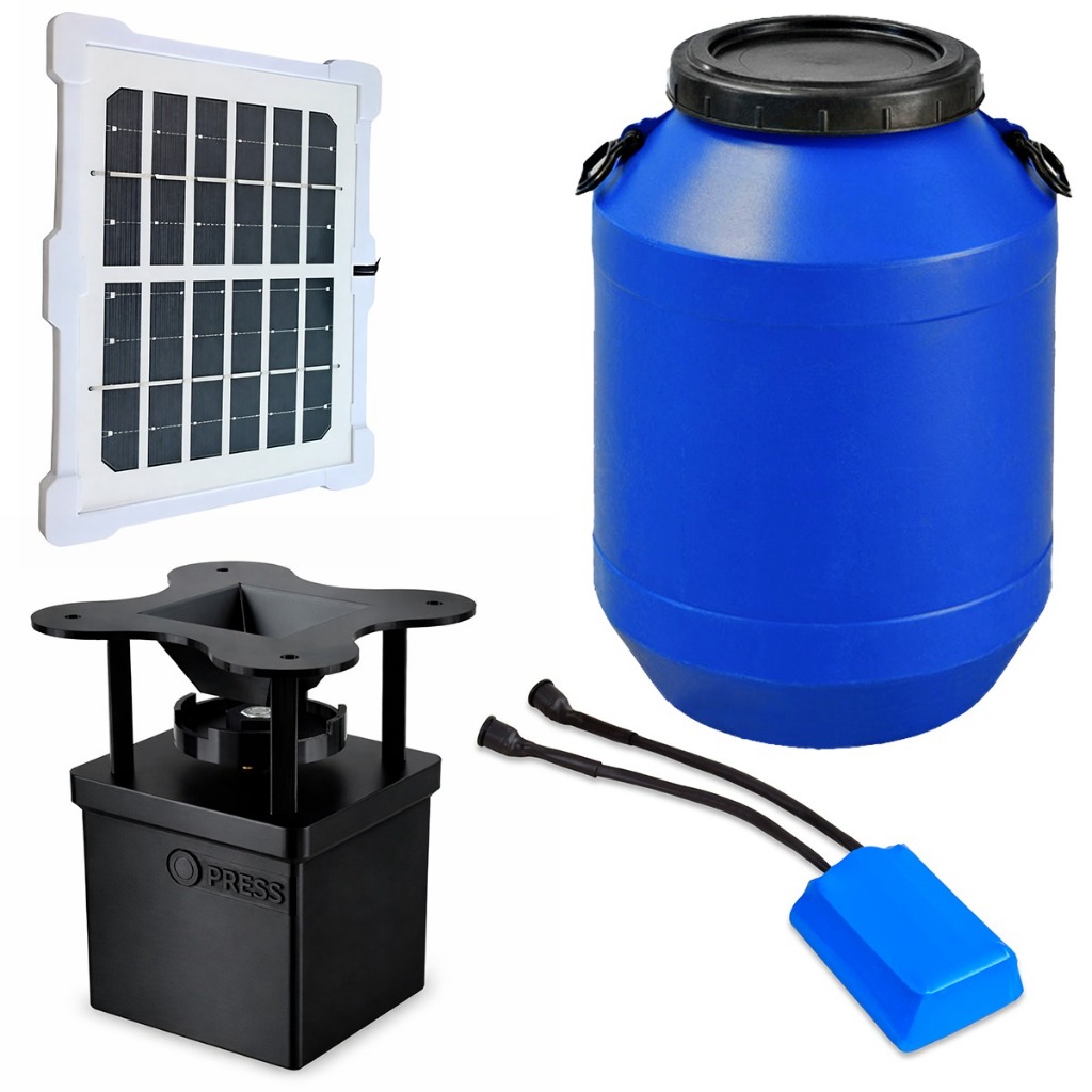 Alimentador Arremesso Placa Solar Bombona 50l E Bateria Peixes Aves Javali