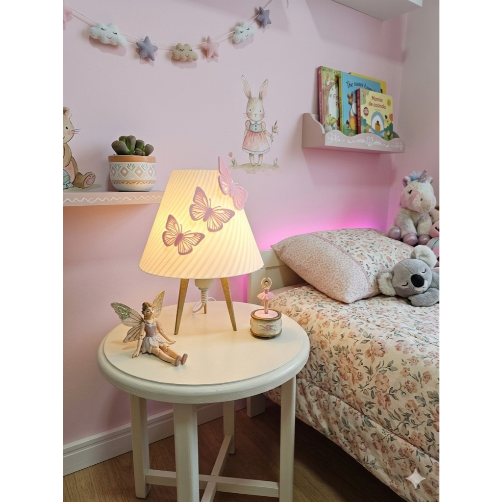 Abajur Decorativo Infantil com LED | Luminária de Mesa Moderna | Borboleta ou Espaço | Bivolt 3W
