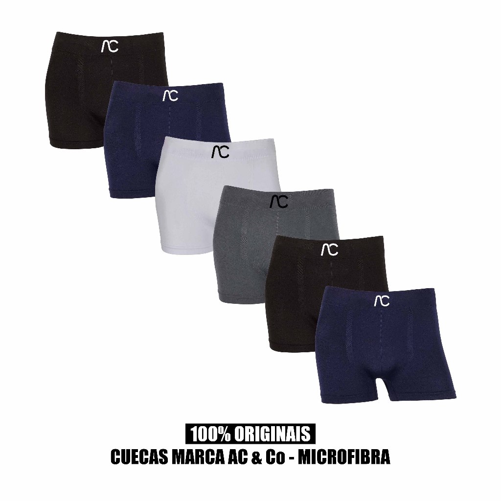 Kit 3 ou 6 cuecas boxer AC Original Microfibra